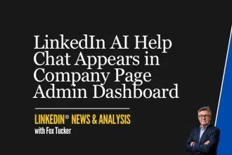 Illustration of LinkedIn® AI Help chat for Company Page administrators