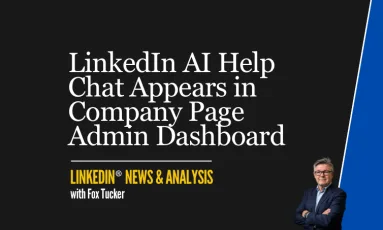 Illustration of LinkedIn® AI Help chat for Company Page administrators