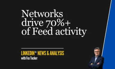 Featured graphic for LinkedIn® research showing that network content drives more than 70% of feed impressions and engagement