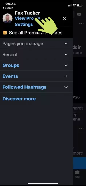 Step 2 of 9 tap view profile