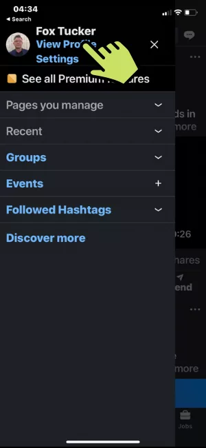 Step 2 of 9 tap view profile
