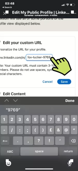 Step 7 of 9 tap edit url box