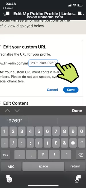 Step 7 of 9 tap edit url box