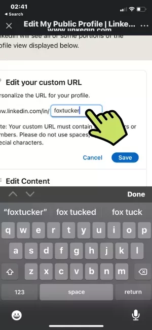 Step 8 of 9 enter new cutom url