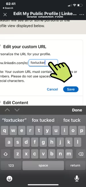 Step 8 of 9 enter new cutom url